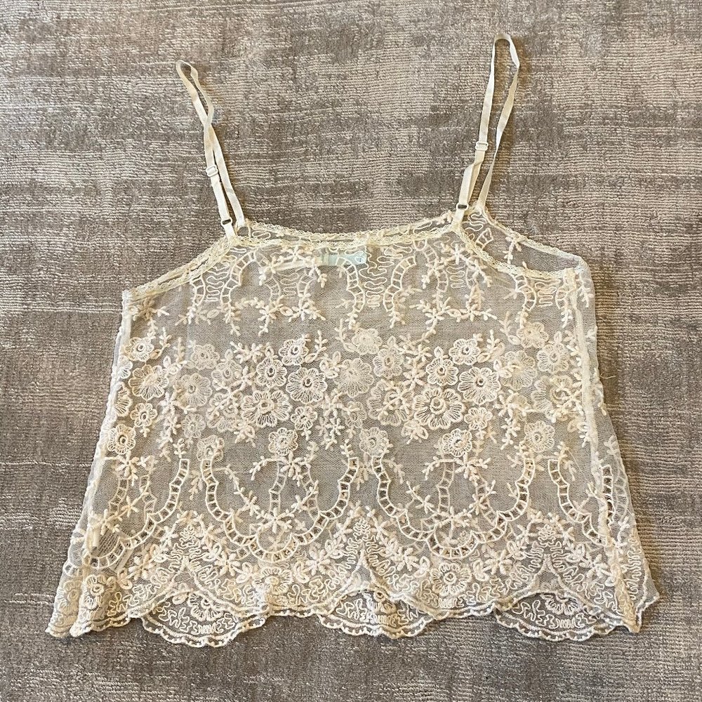 Kimchi Blue Ivory Lace Sheer Tank Top - Picture 2 of 5